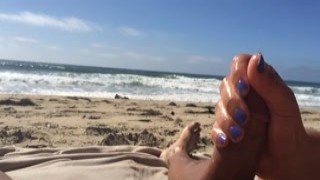 awesomehandjobs - girl with nice tits gives handjob on